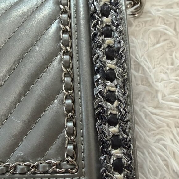 Chanel Silver Medium Boy Chain around bag - Picture 5 of 15